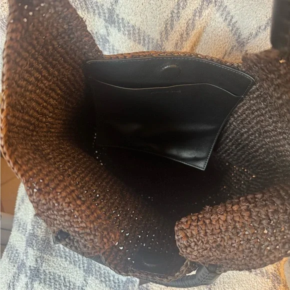Massimo Dutti Black Raffia Tote